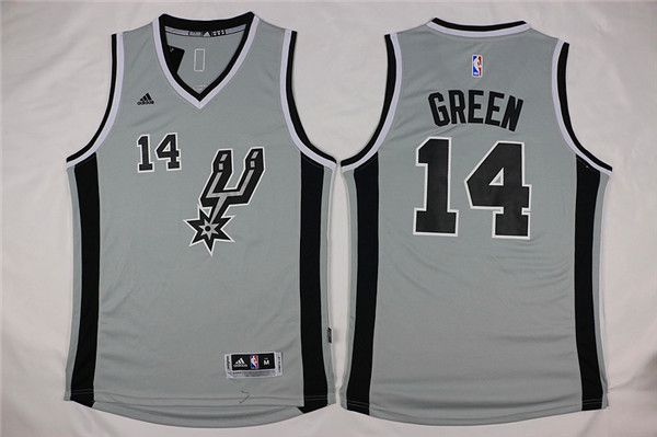 Men San Antonio Spurs 14 Green Grey Adidas NBA Jerseys